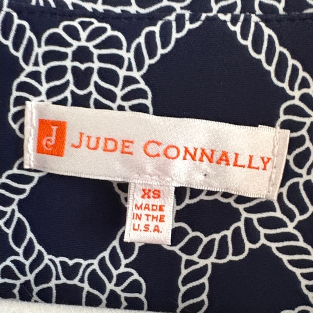 Jude Connally Lattice Ropes Navy and White Geometric Dress XS - Picture 2 of 6